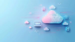 3D illustration depicting a cloud computing concept